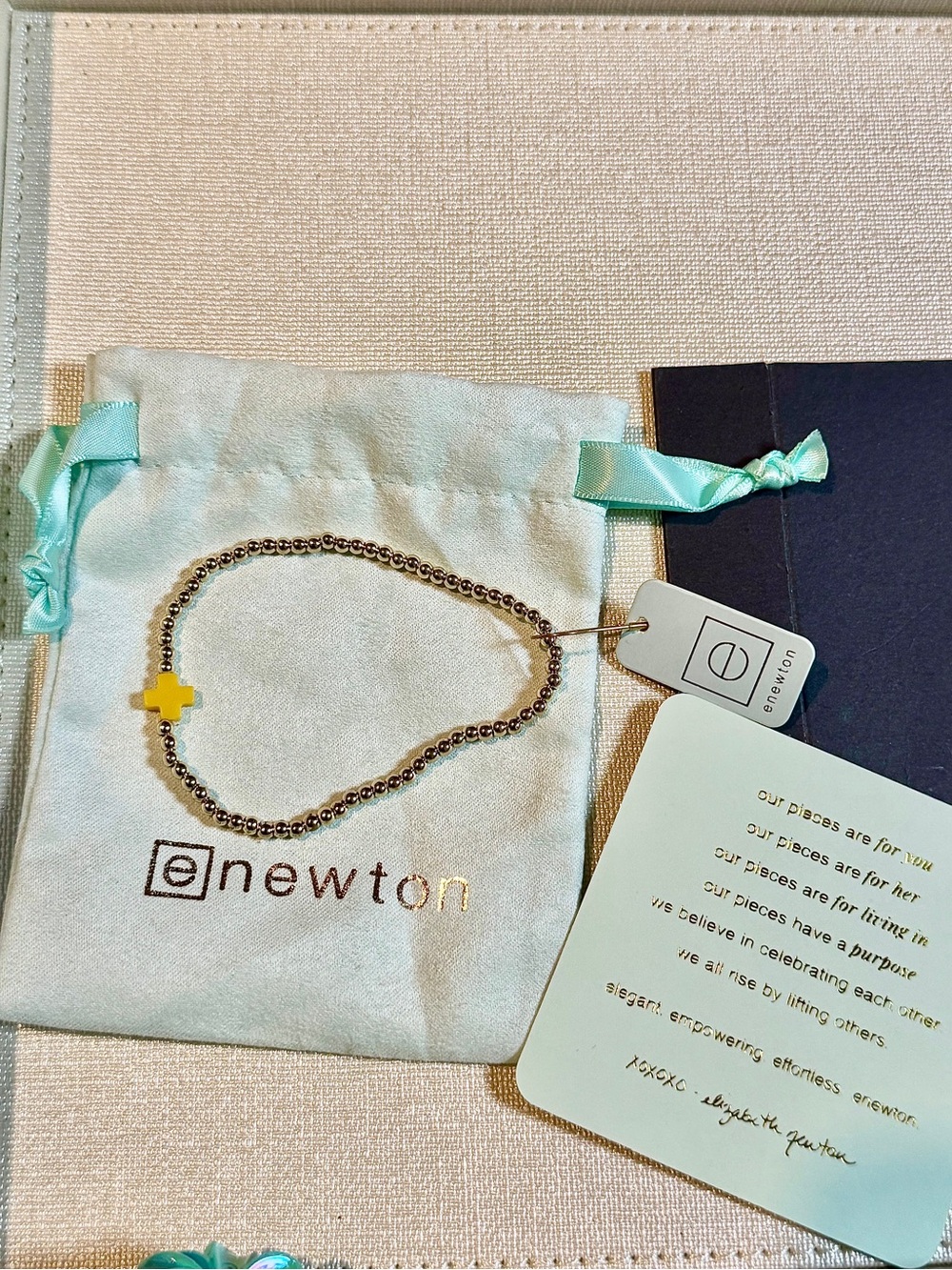 Enewton Signature Cross Gold Bead Bracelet New